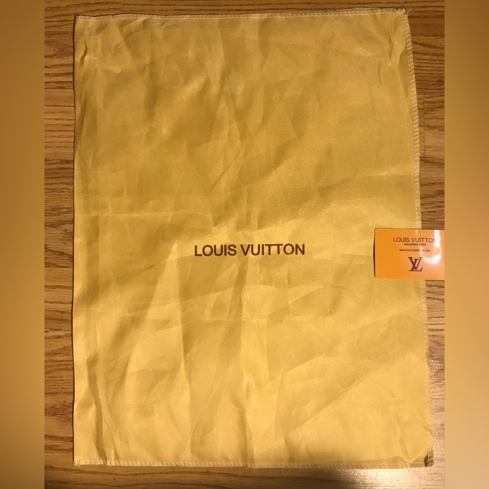 Louis Vuitton Gold Satin Knit Dust Bag 14x20” w Logo & Card